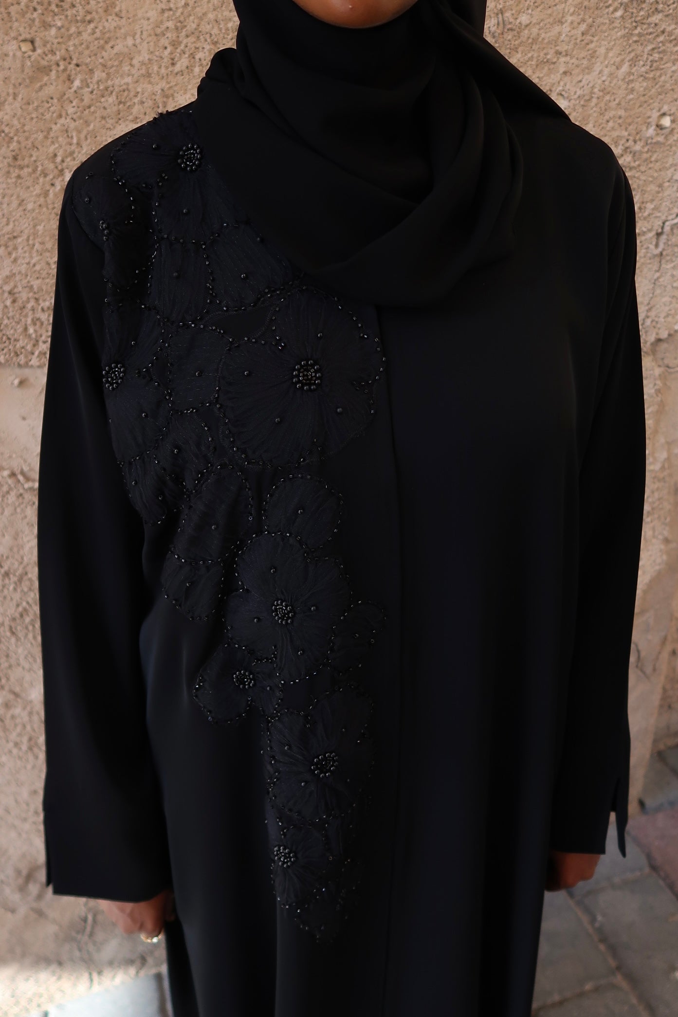 Black Petal Abaya (PRE-ORDER)