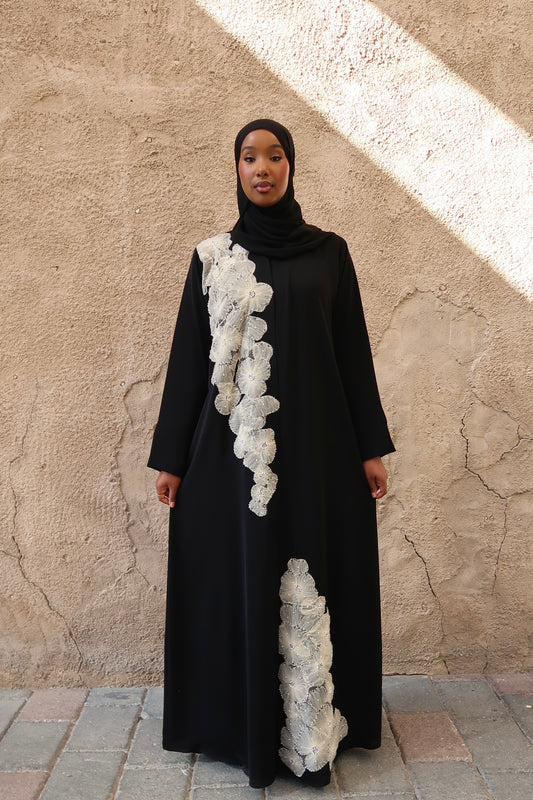 Cream Petal Abaya (PRE-ORDER)