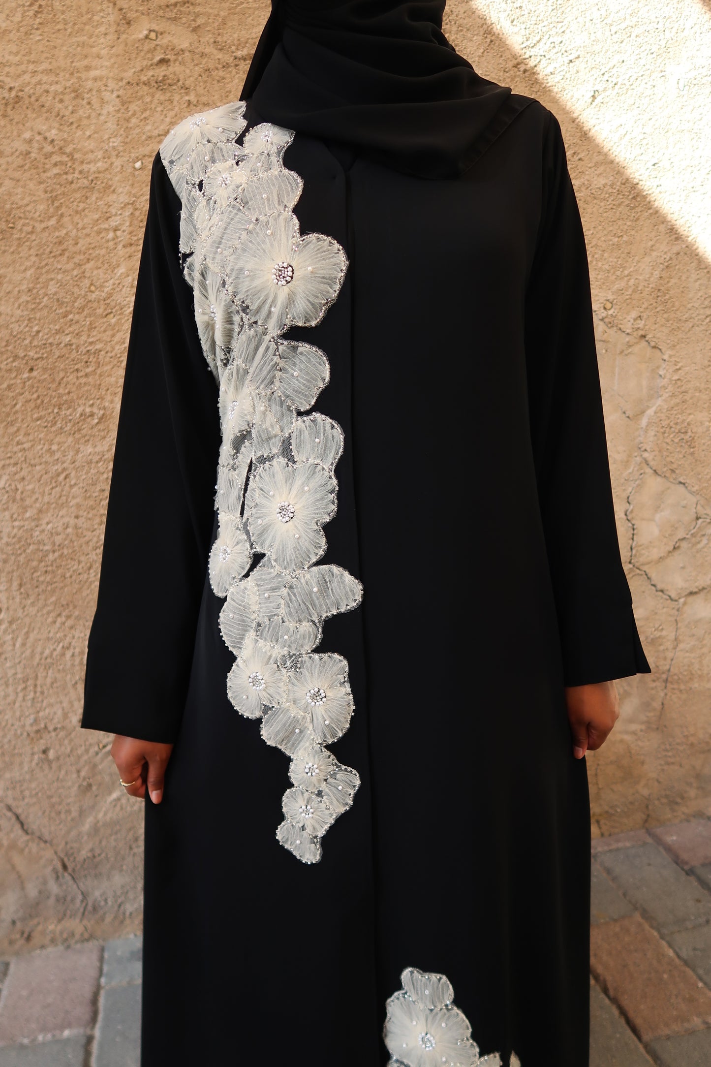 Cream Petal Abaya (PRE-ORDER)