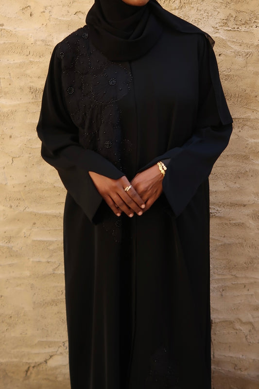 Black Petal Abaya (PRE-ORDER)