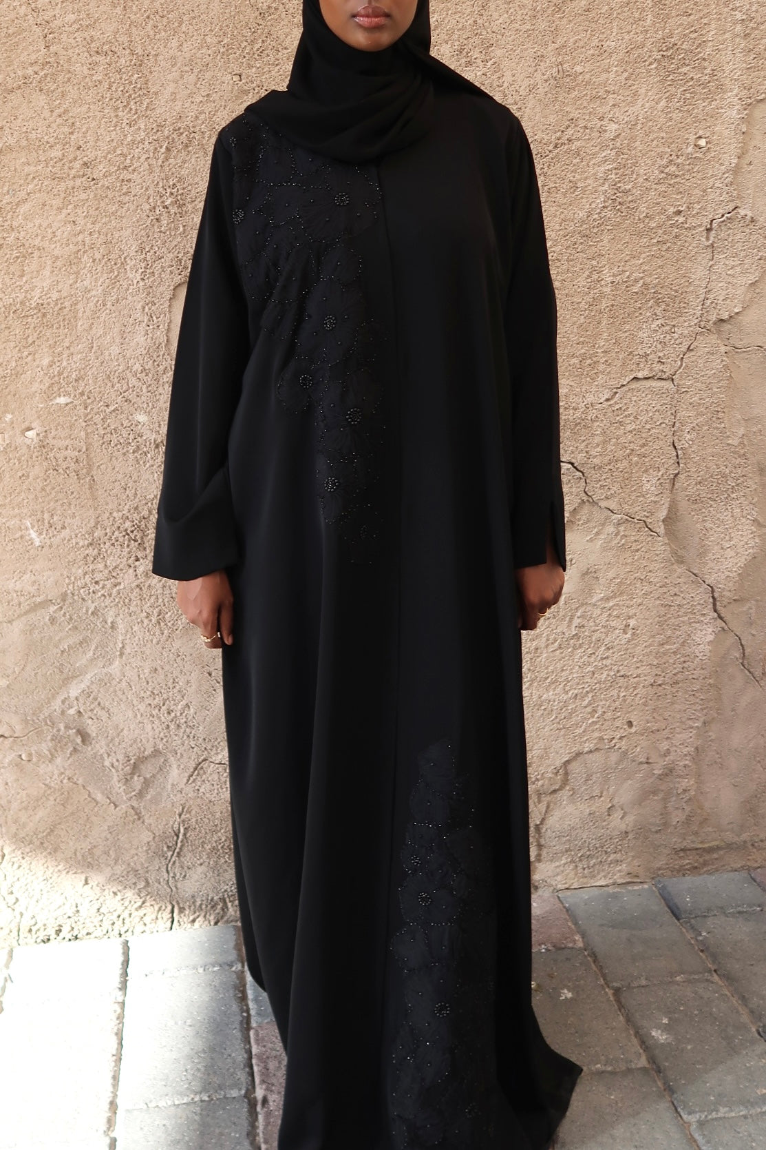 Black Petal Abaya (PRE-ORDER)