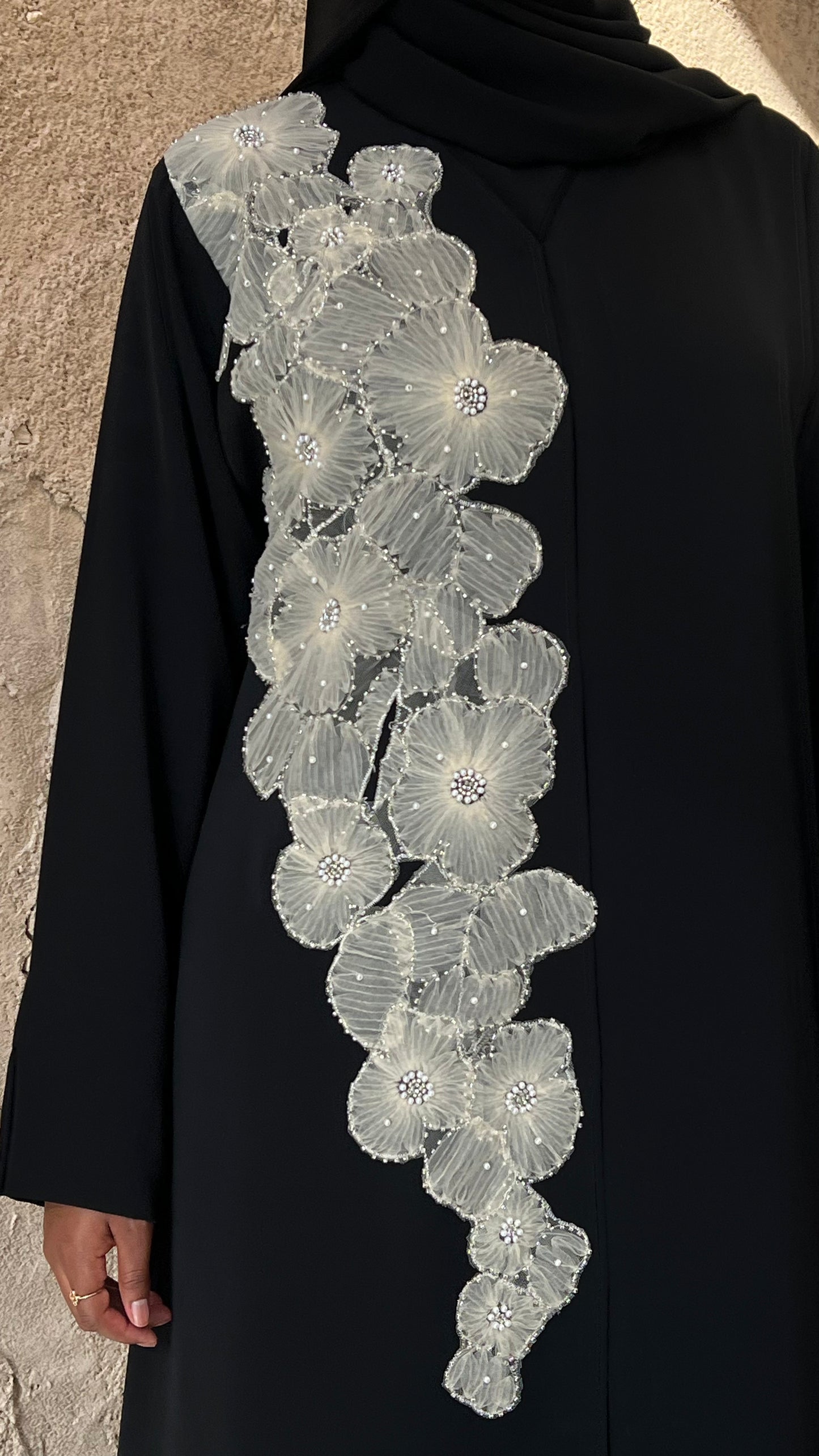 Cream Petal Abaya (PRE-ORDER)