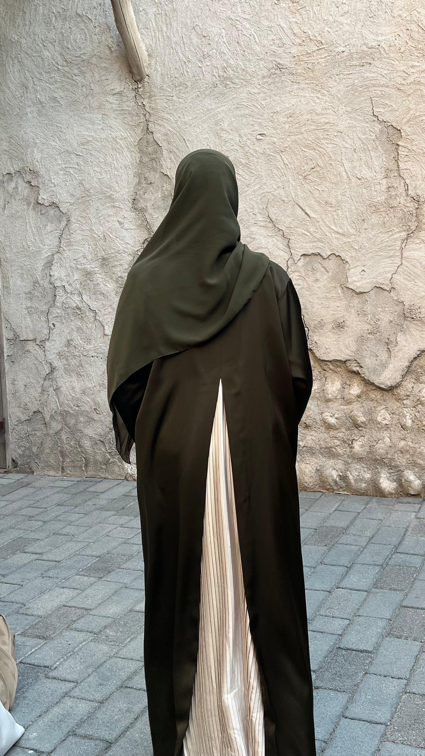 Green Pleated Satin Abaya (PRE-ORDER)