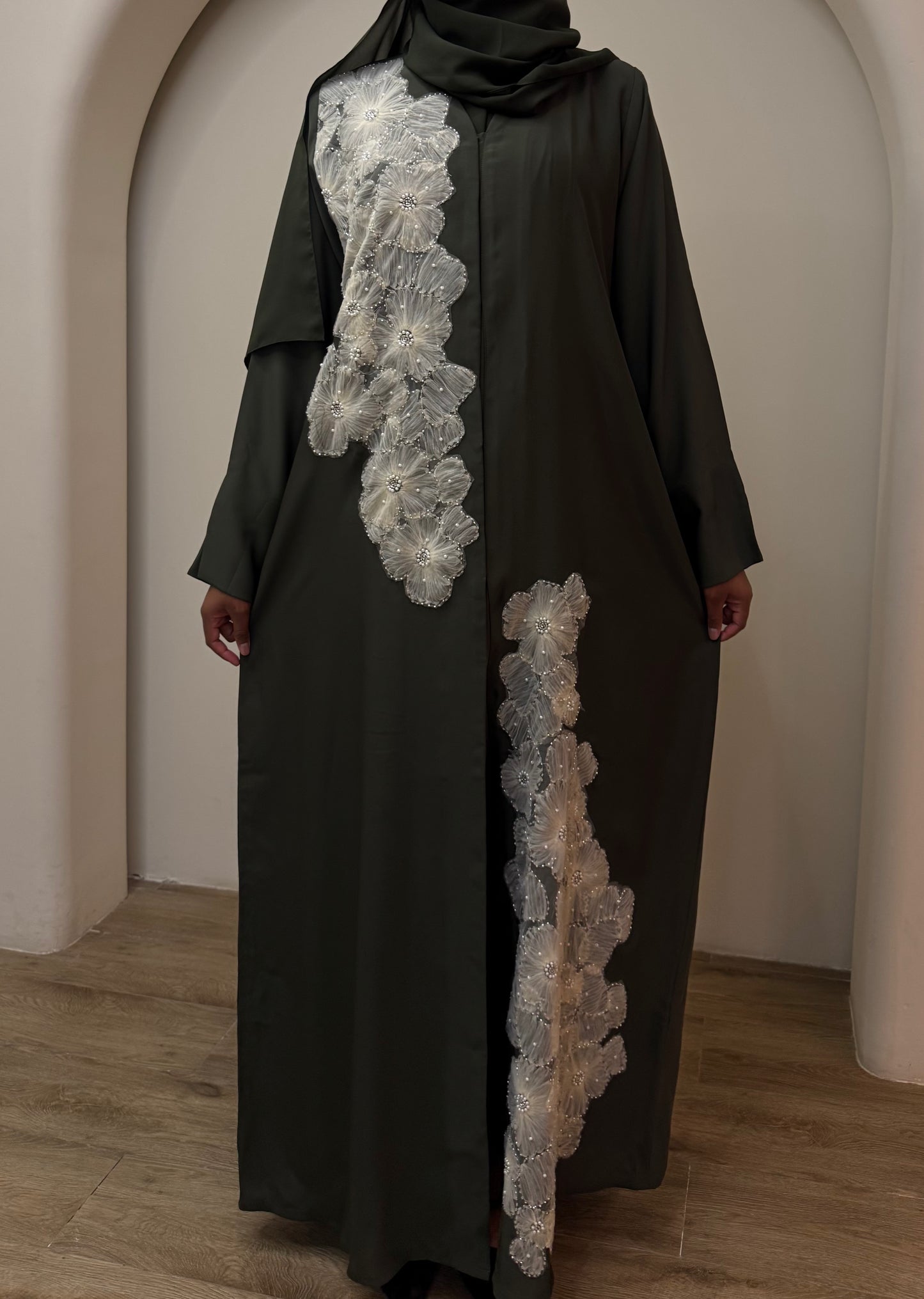 Green Petal Abaya
