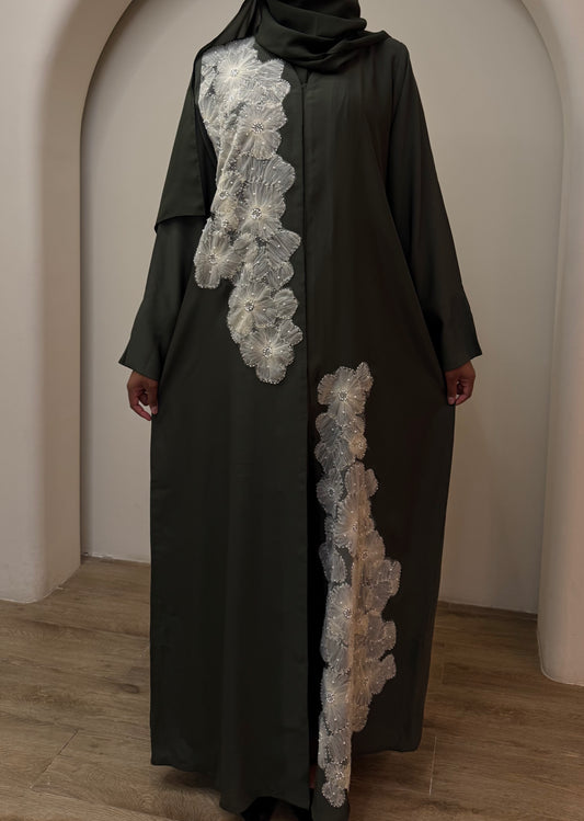 Green Petal Abaya