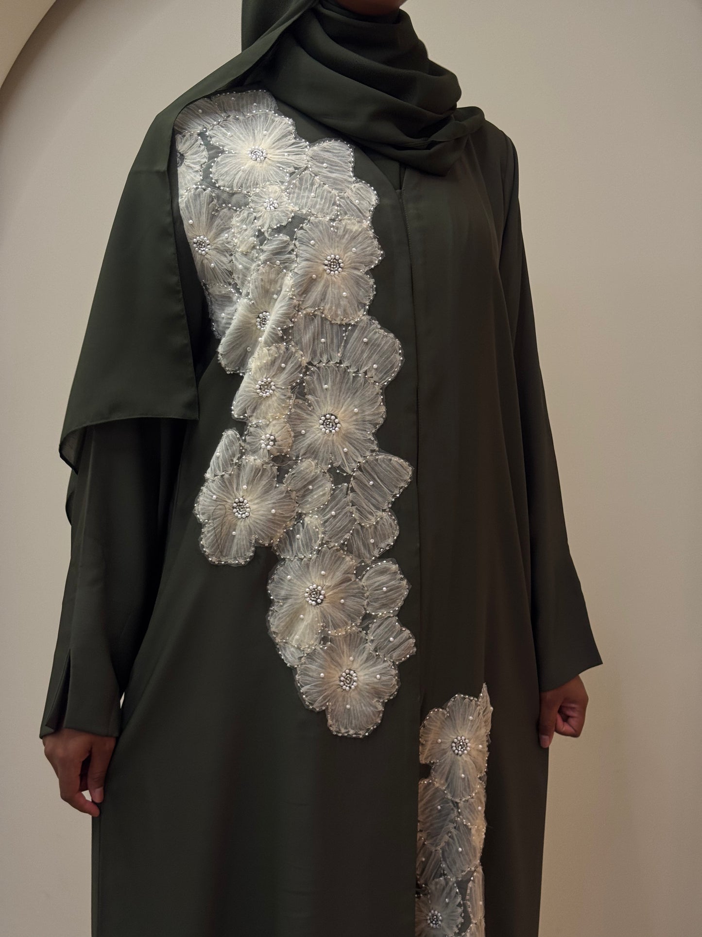 Green Petal Abaya
